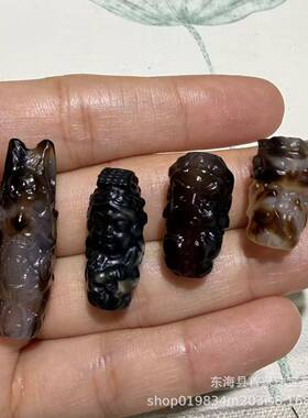 天珠玛瑙精工雕刻谛听妈祖大黑天扎基挂件挂饰锁骨链配件文玩配饰