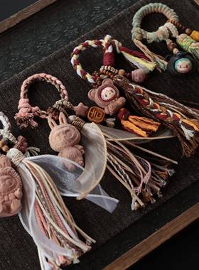 原创血柏拉布布挂件文玩时尚挂饰diy手工配件编手绳挂件文玩饰品