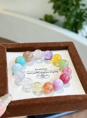 莫奈花园系列多宝手串多巴胺彩虹色水晶手炼轻奢精致马卡龙色手炼