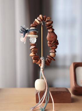 库克方块搭配白水晶转经轴桃木咖啡豆猫咪象牙果桶珠文玩手串时尚