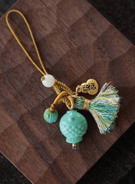 菱镁矿小鱼鱼diy配件手工编织手炼钥匙扣包挂万能扣配饰