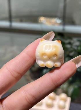 象牙果炭烧猫咪配件diy手工编织手绳项链文玩佛珠配饰品