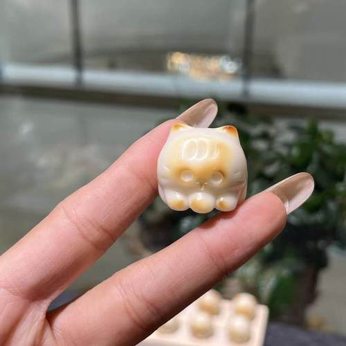 象牙果炭烧猫咪配件diy手工编织手绳项链文玩佛珠配饰品