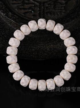 藏式鹿角手串雕刻陨石坑 无相高油性高密文玩佛珠百香籽手链
