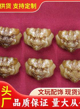 正宗牦牛骨雕刻祥云兽面瑞兽吊坠背云中国风手工diy配件
