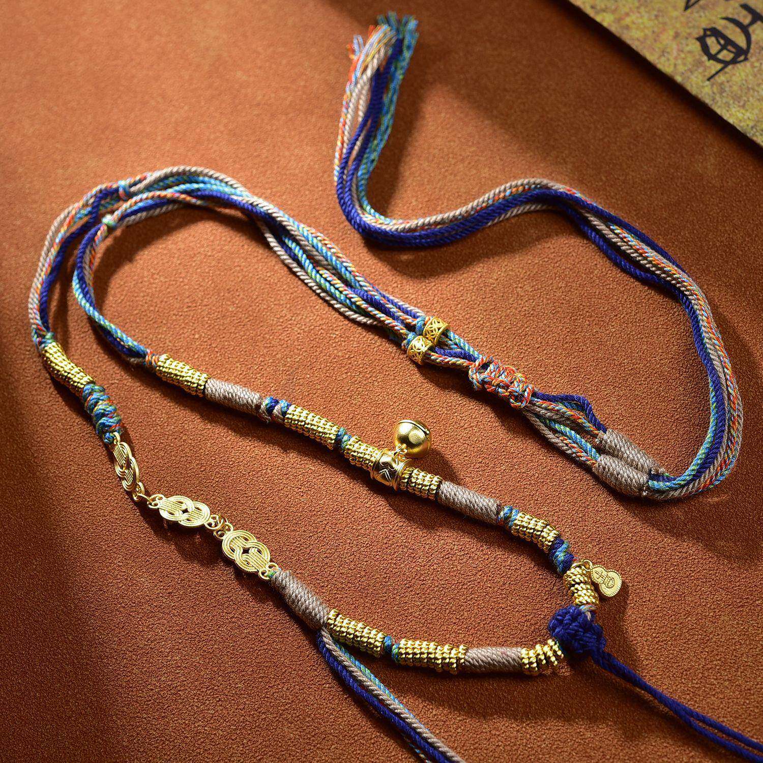 藏式纯手工编绳项链绳蜜蜡唐卡佛牌高档挂绳吊坠绳手搓棉绳民族风