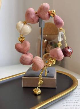 血柏爱心多宝搭配白水晶象牙果diy配件手工编织手绳文玩手串配饰