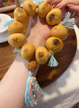 葫芦多宝雕刻糖包子手持 纯手工雕刻