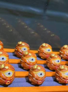 象牙果根付吞金兽diy配件手工编织手绳项链文玩佛珠挂件手串配饰