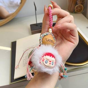 钥匙挂diy手工编织手机链万能挂件时尚 葫芦毛绒拉布布包挂 配饰品