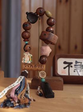 雷击枣木手持搭配跑环招财猫葫芦瓢星星八方来财上上签文玩手链