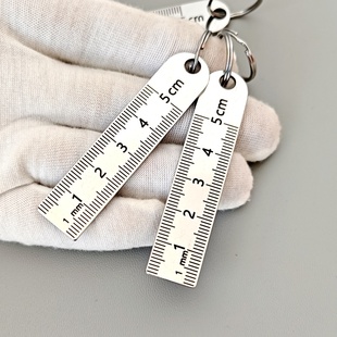 不锈钢便携小尺子5cm小钢尺5厘米汽车钥匙扣防丢牌挂件秀珍小直尺