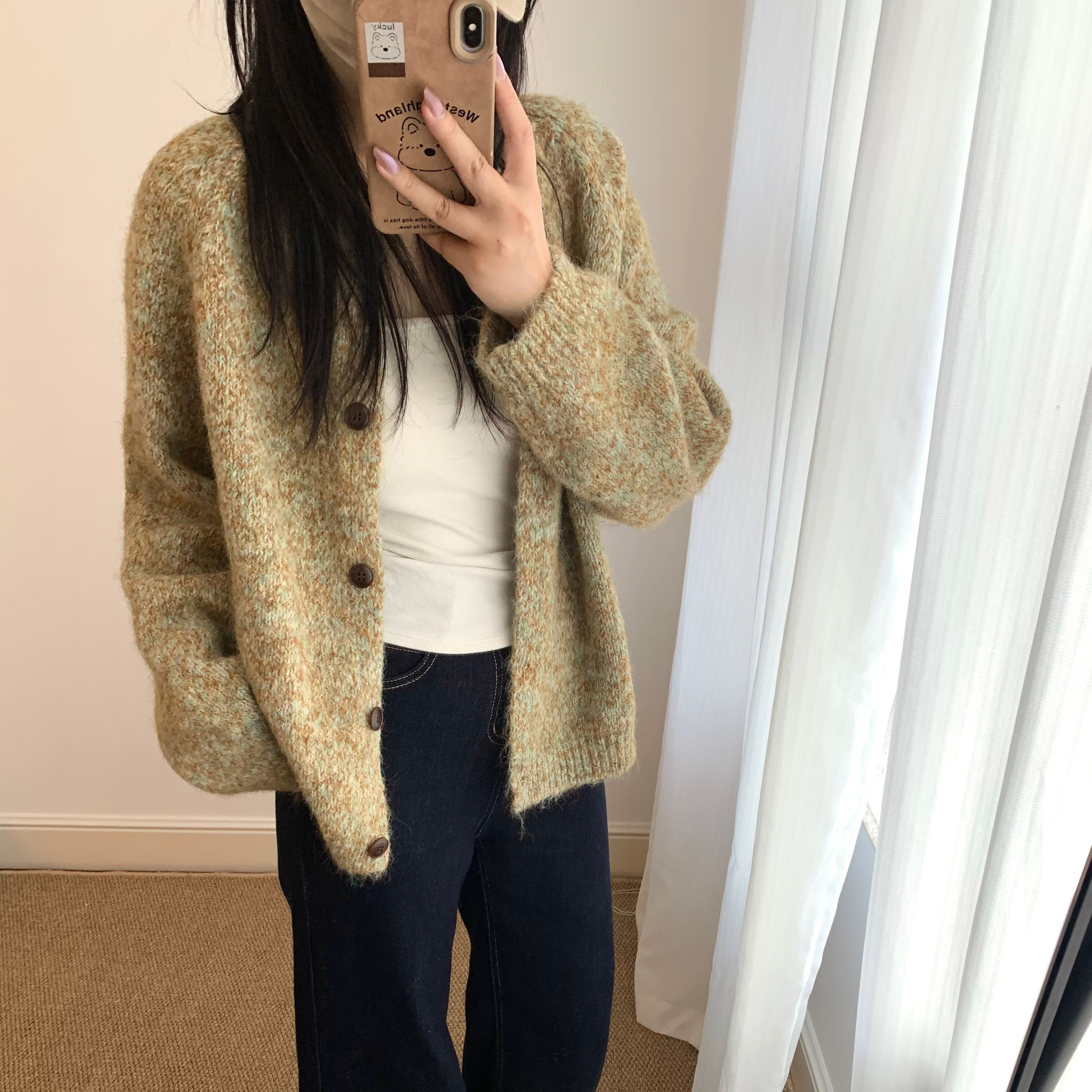 糯叽叽圆领针织慵懒百搭开衫外套