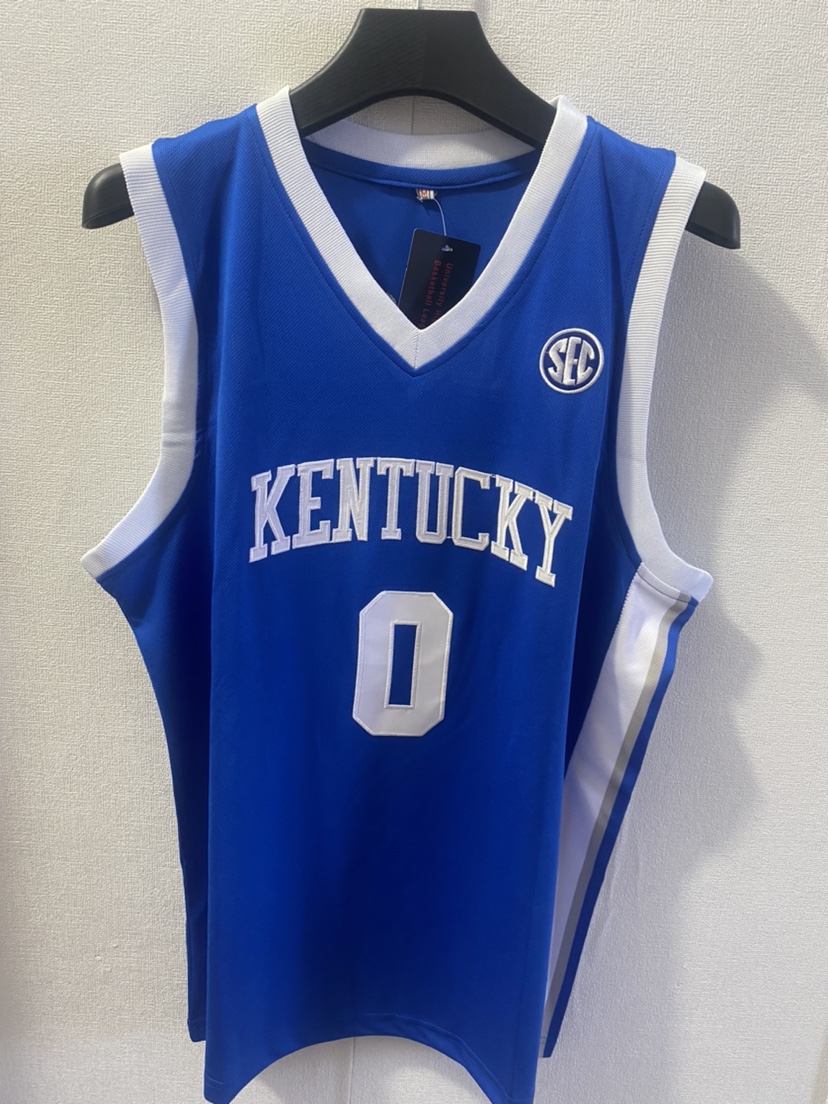 0号罗伯特-迪林厄姆肯塔基大学白色彩蓝色刺绣球衣运动篮球服背心