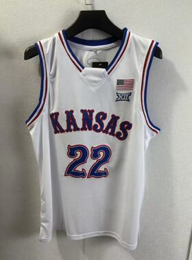 22号 达林-彼得森 堪萨斯大学白色 彩蓝色球衣运动休闲蓝球服背心