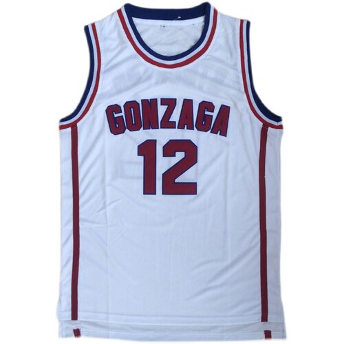 贡扎加大学12号约翰·斯托克顿白色刺绣大学球衣