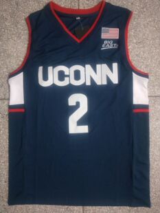 康涅狄格大学2号15号深蓝色刺绣球衣复古潮流休闲时尚篮球服背心
