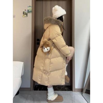 大毛领羽绒中长款棉服女2025冬季新款加厚棉衣小个子过膝棉袄外套