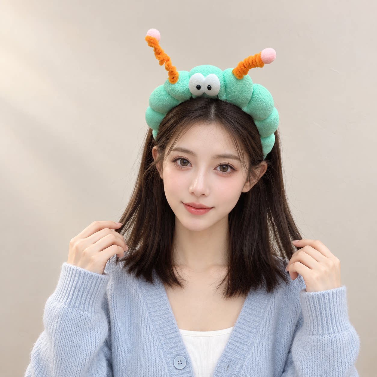 秋冬可爱大眼仔毛绒发箍女2025新款扭扭棒发卡洗脸头箍发饰压发圈