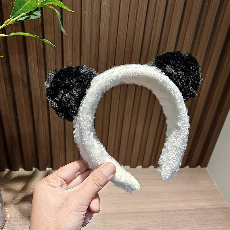 宽边可爱熊猫发箍女束发带洗脸专用敷面膜头箍毛绒头饰压发卡
