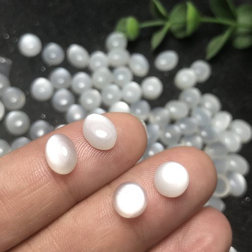 星辉月光石！天然椭圆形白月光石裸石蛋面镶嵌绕线戒指耳钉吊坠