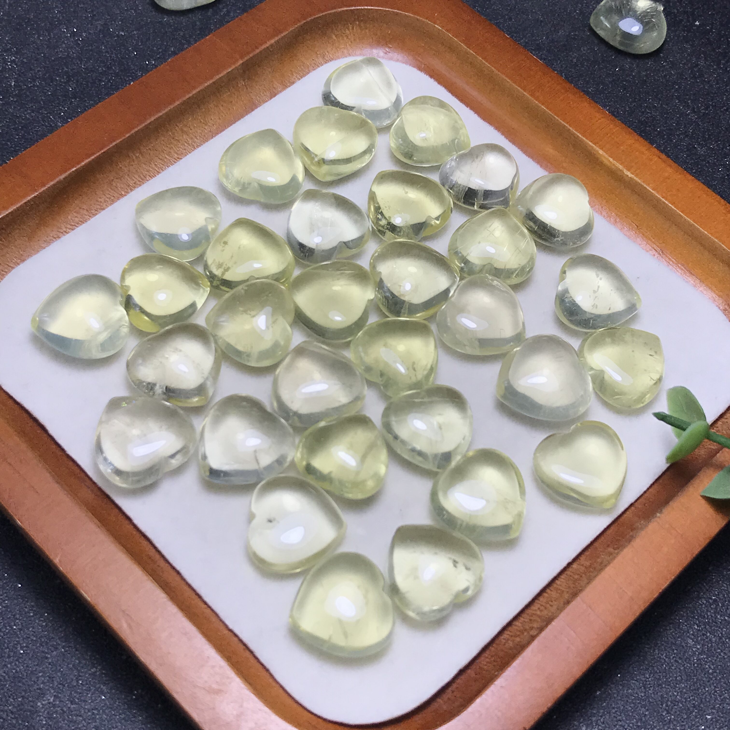 爱心！天然黄水晶柠檬黄双面爱心裸石镶嵌编绳吊坠挂饰打孔需备注