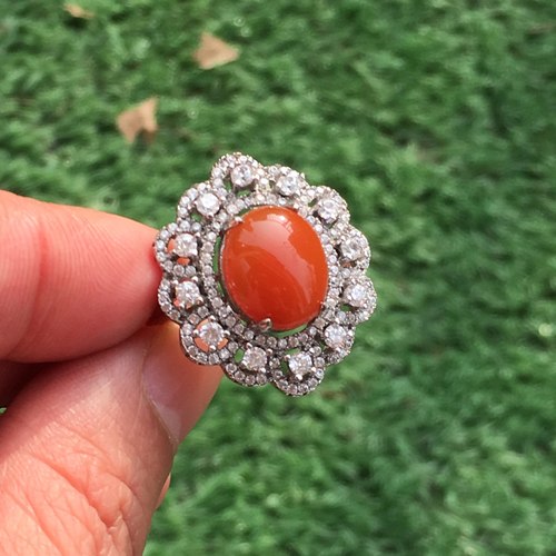 清货南海镶嵌玫瑰金成品戒指