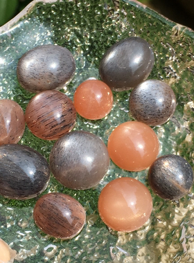 大颗粒黑骨干椭圆戒面水晶