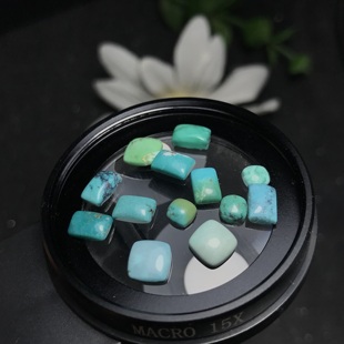 方形天然原矿低级别绿松石有注胶长方形裸石戒面不能配对随机发货