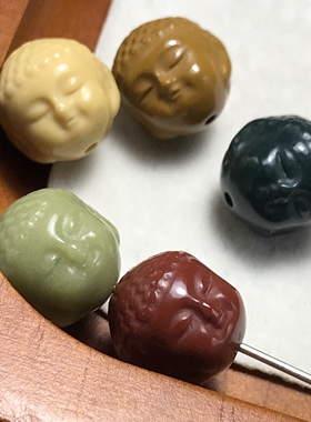 天然阿拉善玛瑙宝宝佛（通孔）圆珠手串裸石编绳手链吊坠小滴溜