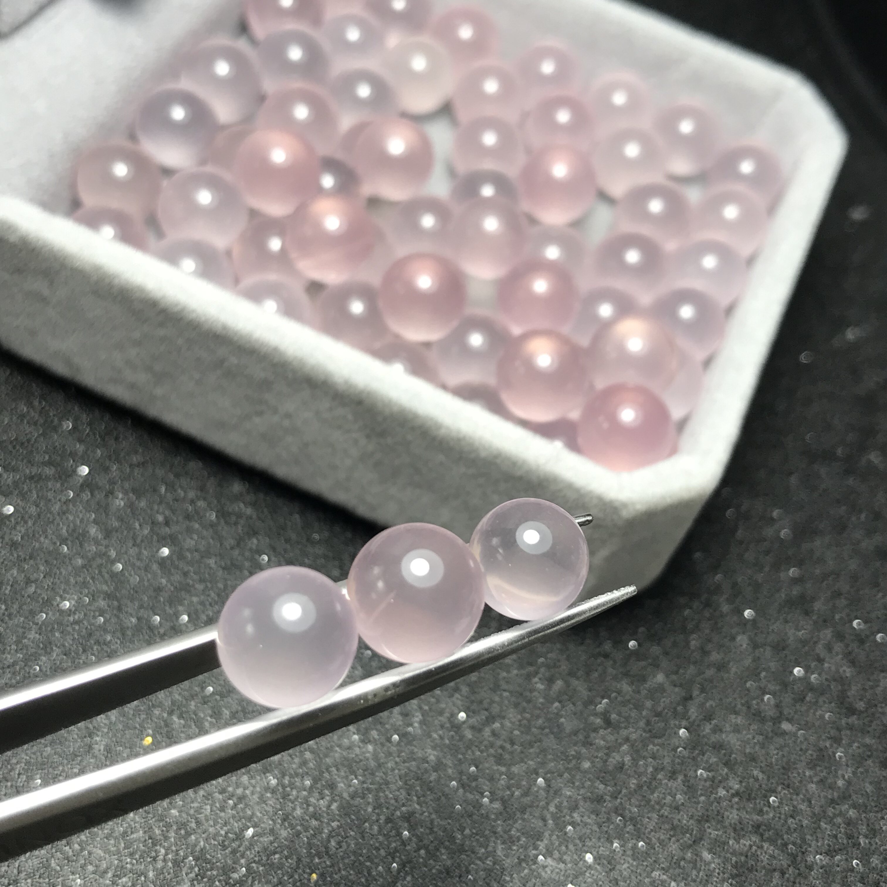 圆珠！天然星光圆形珠粉水晶裸石可打孔镶嵌绕线吊坠穿手链8/9mm图片