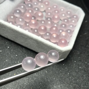 圆珠 9mm 天然星光圆形珠粉水晶裸石可打孔镶嵌绕线吊坠穿手链8