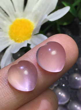 小爱心天然粉水晶无孔六芒星吊坠