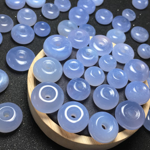 天然蓝玉髓平安扣裸石吊坠镶嵌绕线编绳项链毛衣链一物一图