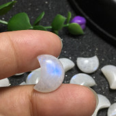 天然月光石小月亮蓝月光裸石镶嵌绕线编绳吊坠 打孔备注 手链