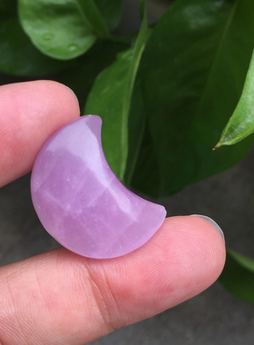 天然紫锂辉小月亮裸石吊坠项链