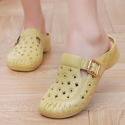 2025年夏季新款时尚晚风气质百搭法式小香风平底软底外穿包头拖