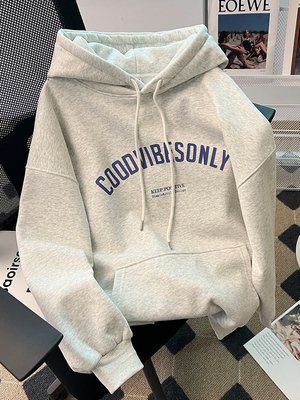 连帽卫衣女加绒加厚小个子外套