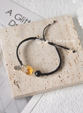 招财天然黄水晶貔貅手绳非通孔