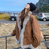 新款29号出2B110-3733-P225-K358焦糖色毛毛外套，女装短外套，浙宝290A