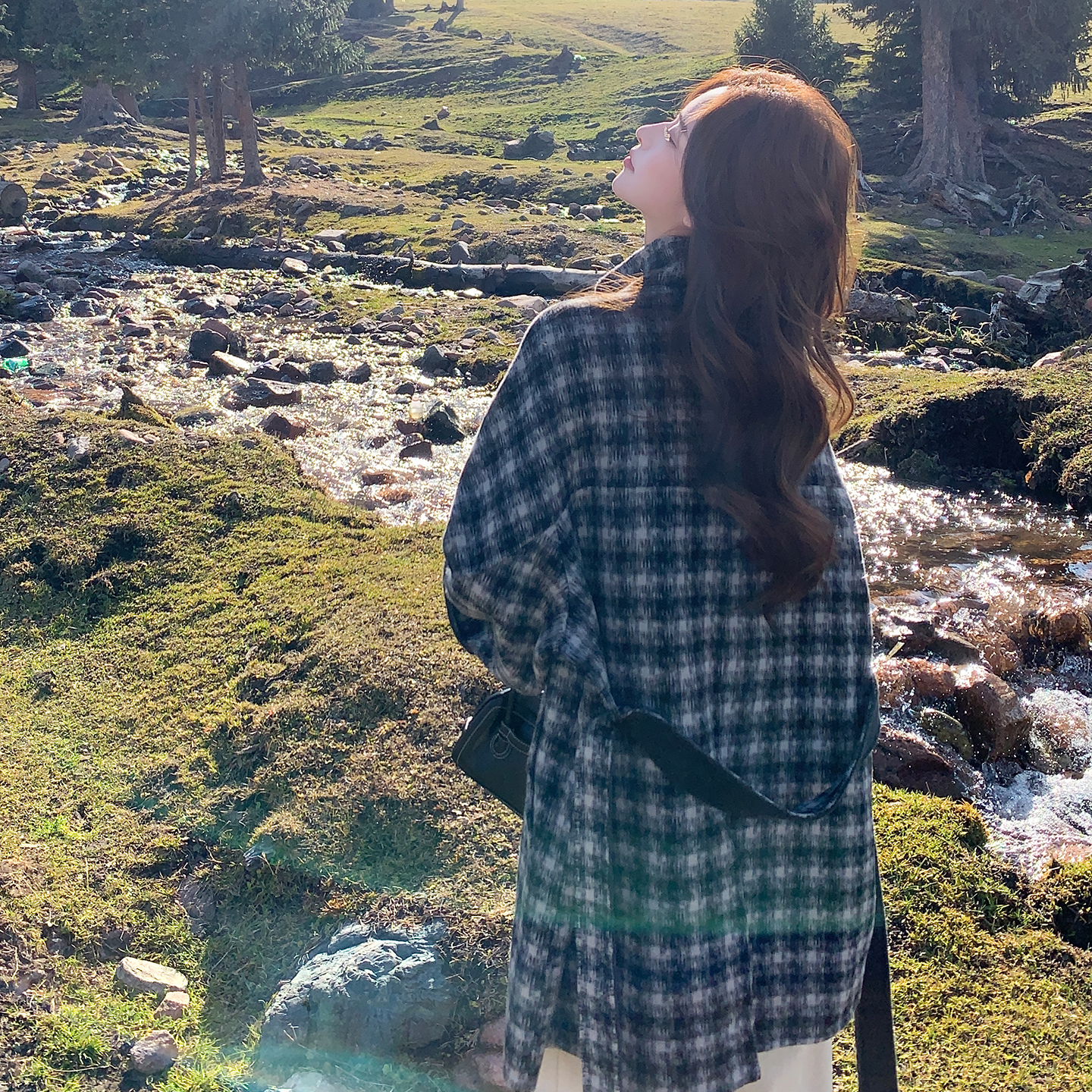 新款首发 已现货 2B110-3729-P285-K428 中长款格子双面呢