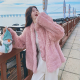 2B110-3739-P225-K338粉色两面穿皮毛一体外套，女装短外套，2B110