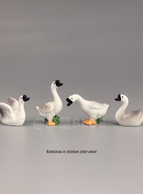 仿真狮头鹅迷你治愈工位小摆件