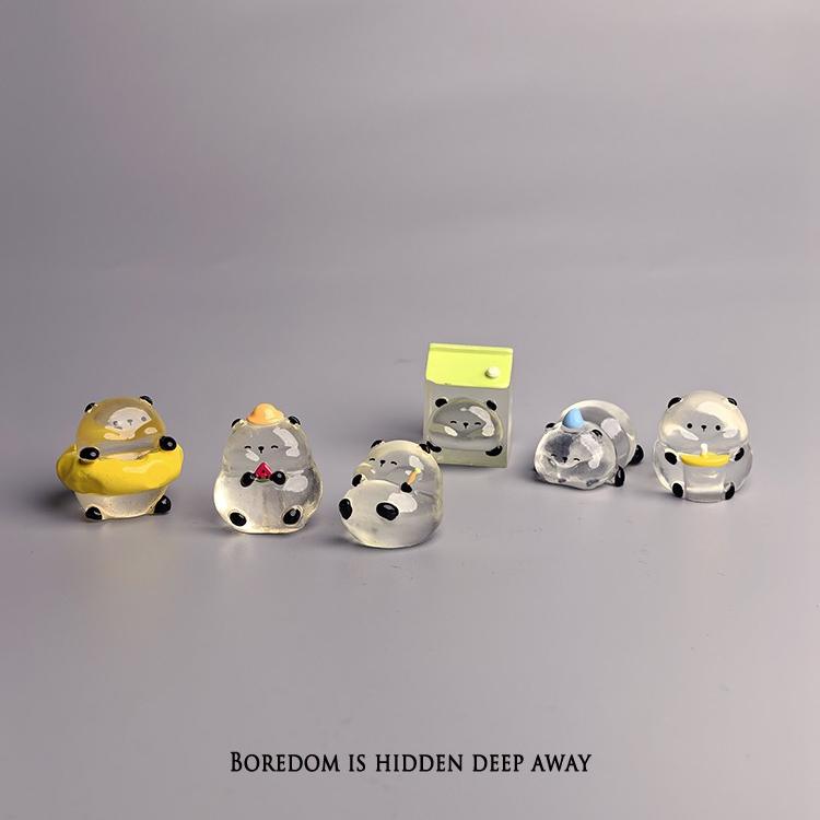 无聊了！摆几个小清新呆萌熊猫治愈情绪解压电脑桌面办公桌小摆件
