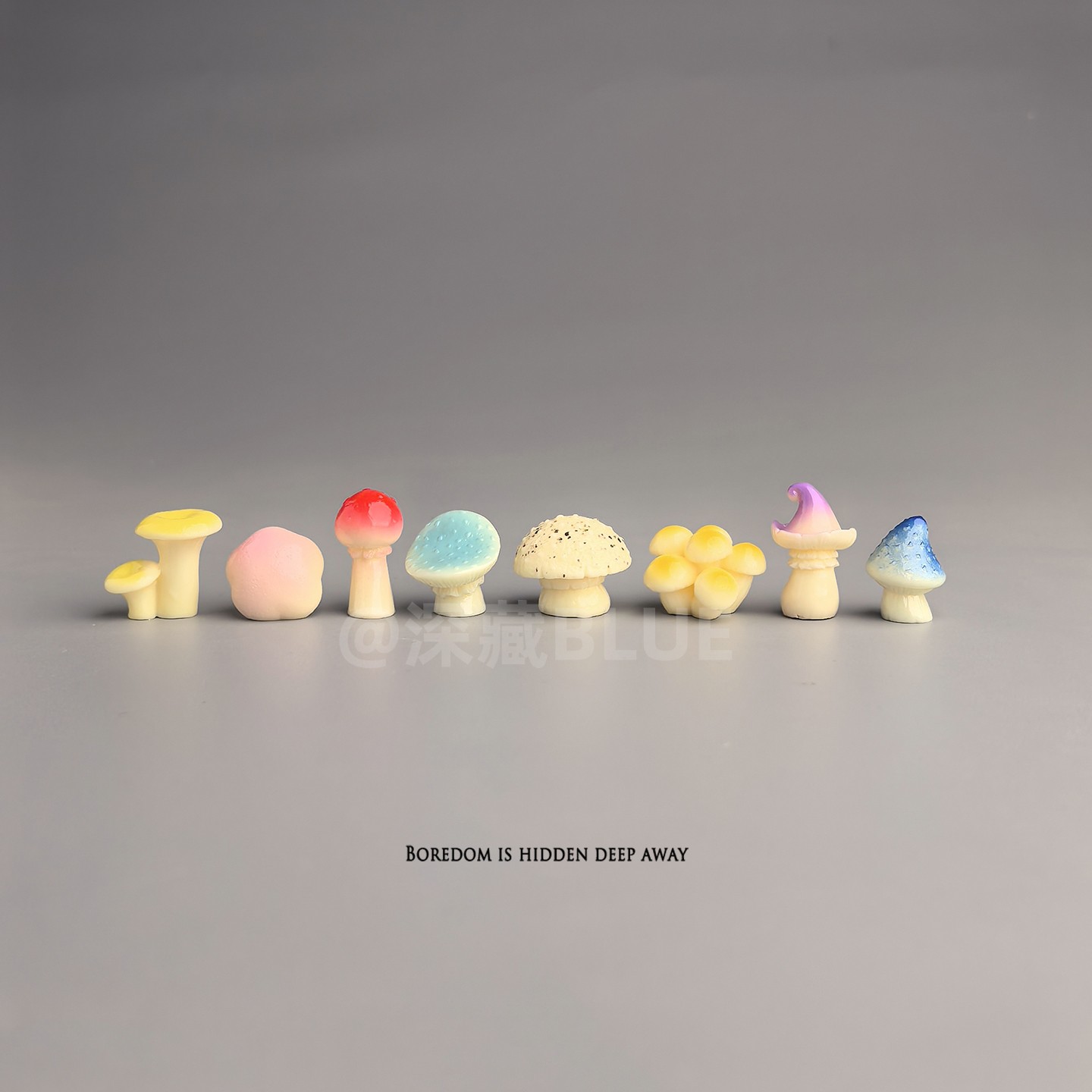 迷你彩色蘑菇治愈桌面摆件