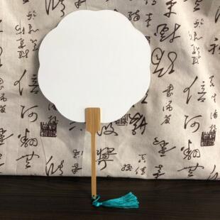 非遗漆扇大号20CM空白宣纸团扇双面加厚绘画水拓画漂漆扇手工扇子