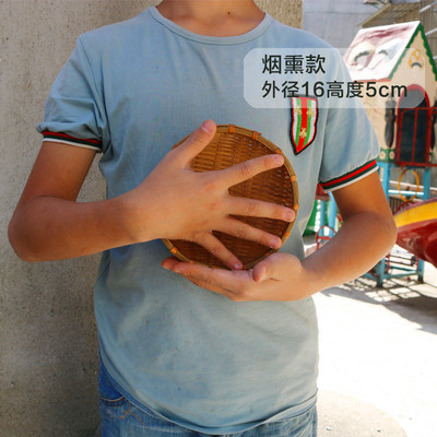烟熏竹制手工簸箕馒头复古晾晒篮