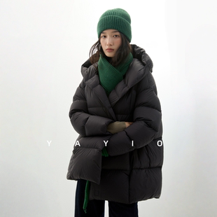 YAYIO【云朵泡芙】云朵零压90白鹅绒泡芙连帽加厚保暖中长羽绒服