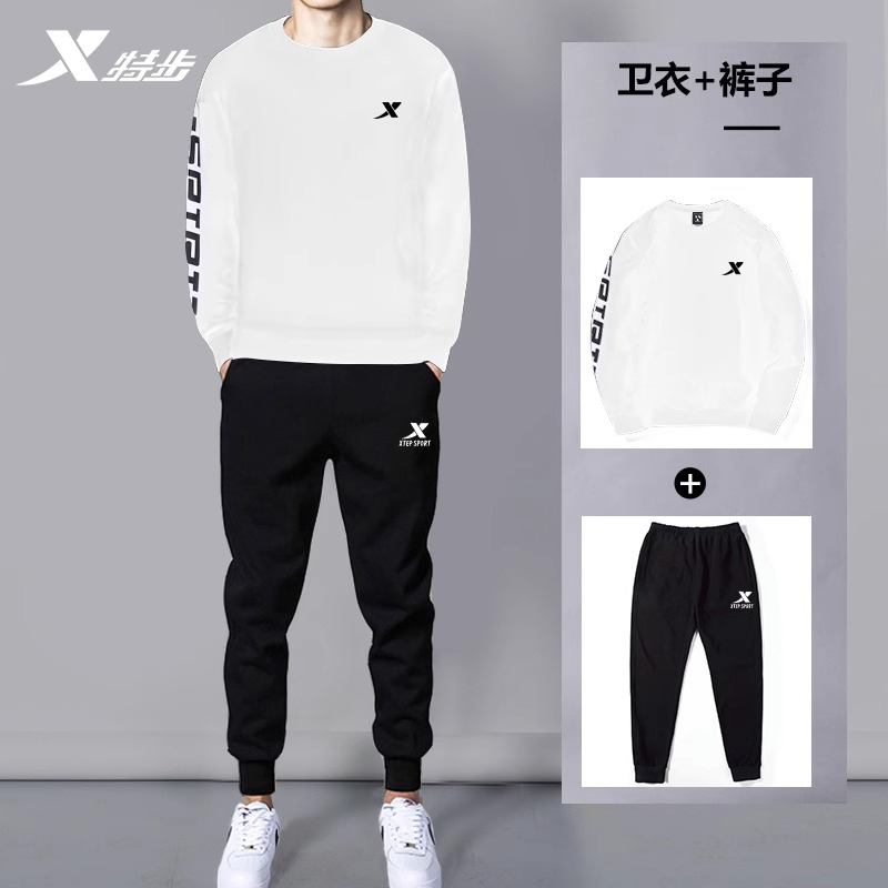 特步套装男2025夏季新款时尚卫衣卫裤薄款跑步运动服休闲两件套男