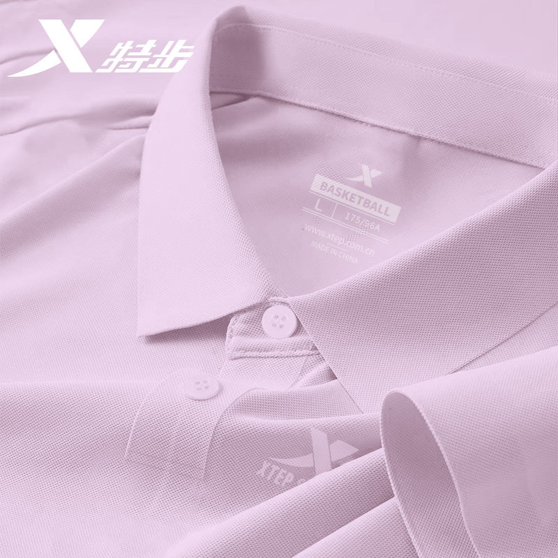 特步Polo衫t恤女短袖夏季速干官方旗舰店正品纯色翻领运动服上衣